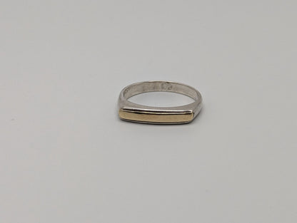 Sterling Silver Gold Square Ring Sterling Silver Signet Ring. Pinky Ring.