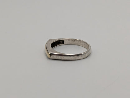 Sterling Silver Gold Square Ring Sterling Silver Signet Ring. Pinky Ring.