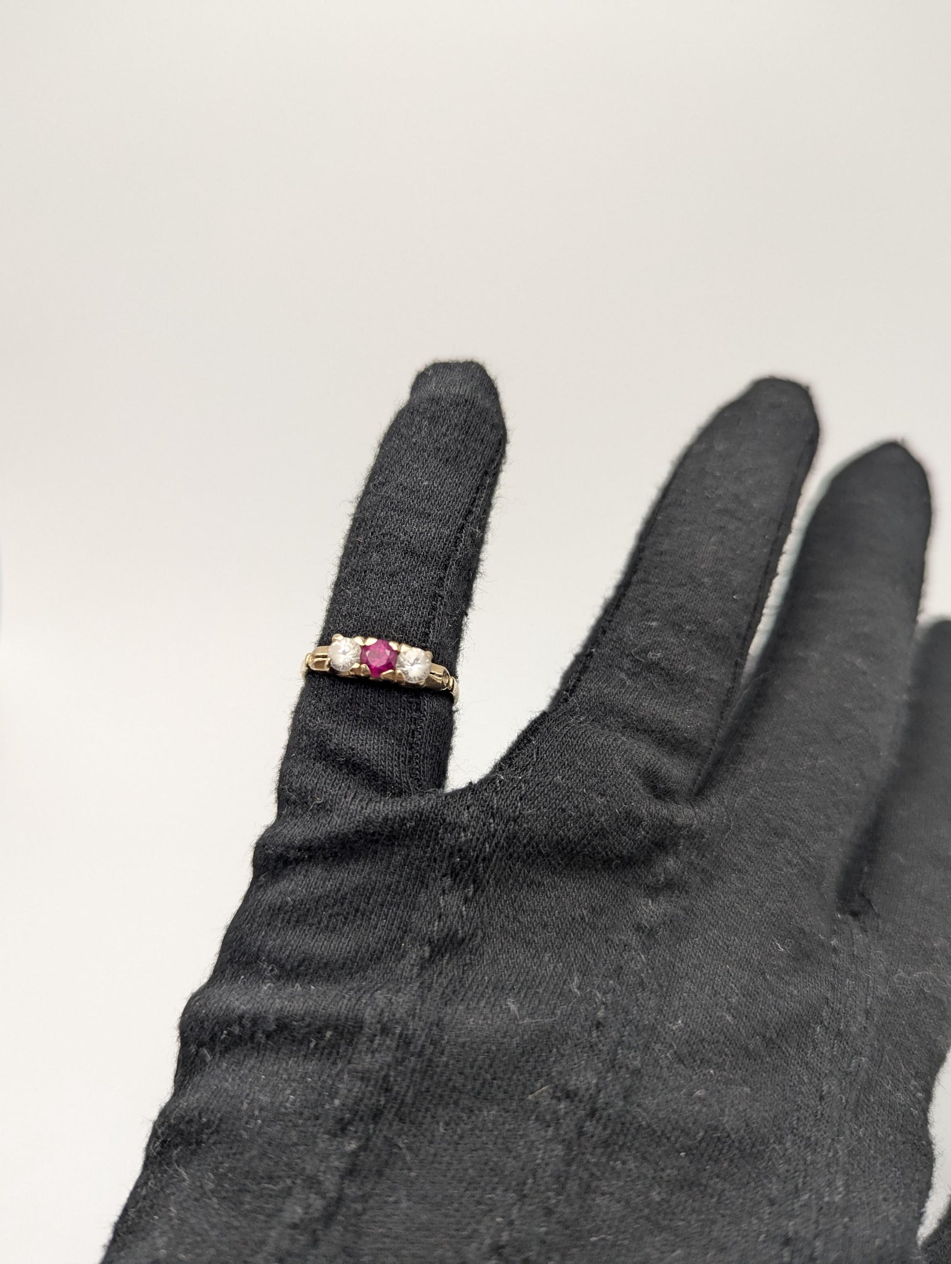 10k Yellow Gold Ruby Quartz Ring Promise Engagement Wedding band