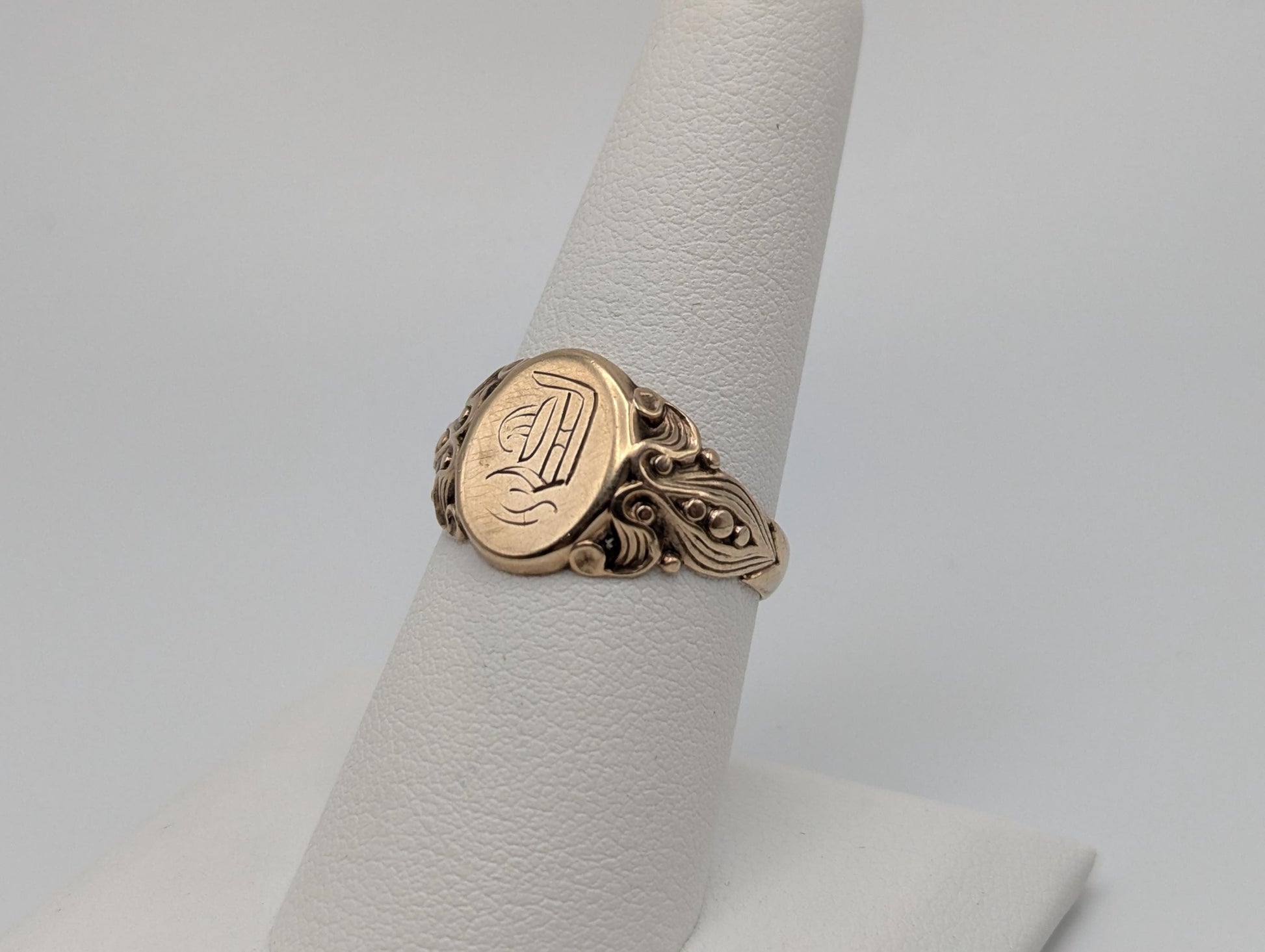 Antique JR Woods & Sons 18k Yellow Gold A Signet Statement Monogram Ring