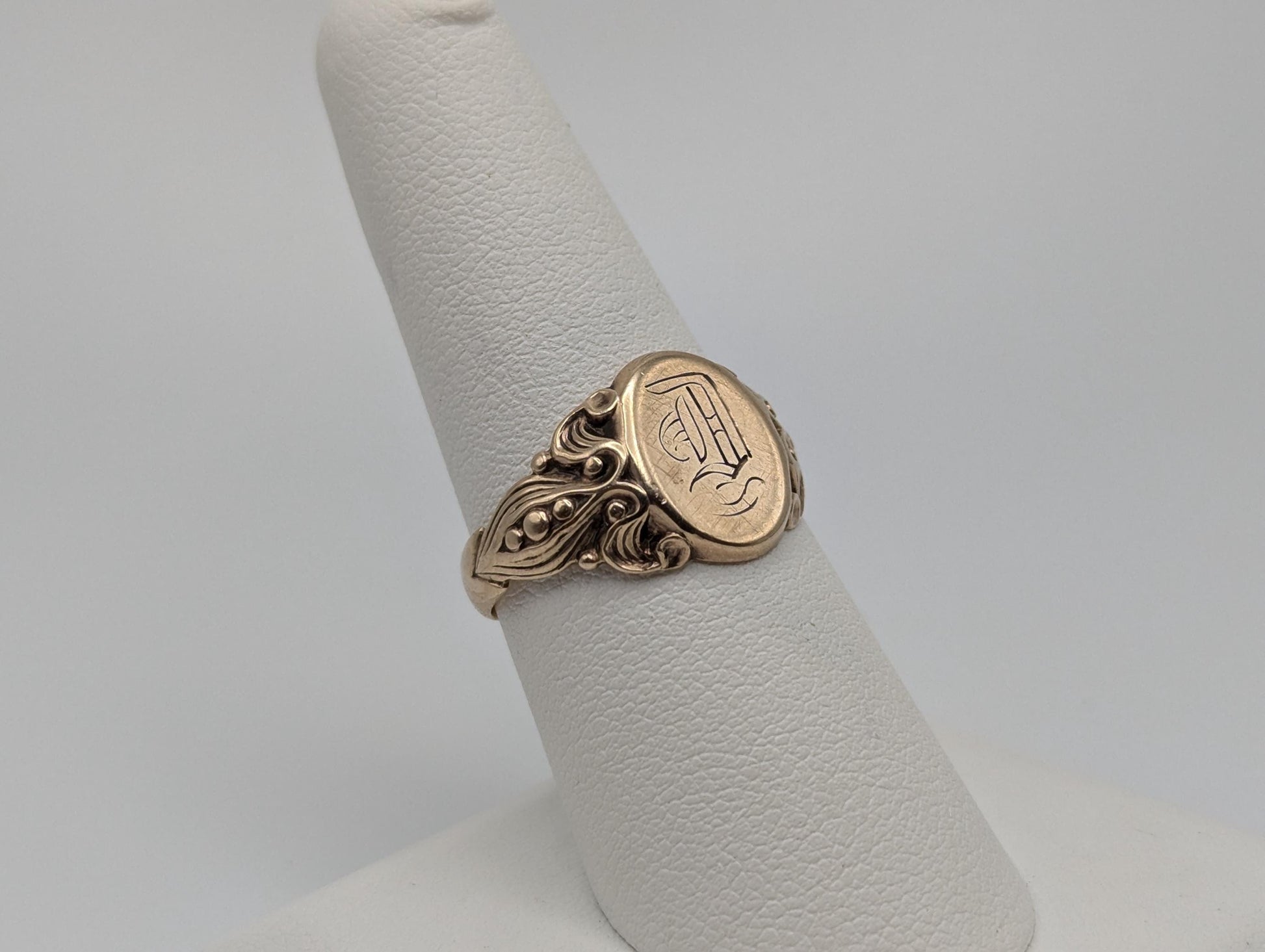 Antique JR Woods & Sons 18k Yellow Gold A Signet Statement Monogram Ring