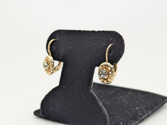 14K Gold Cubic Zirconia Drop Earrings. 14k Yellow Gold Drop Earrings.