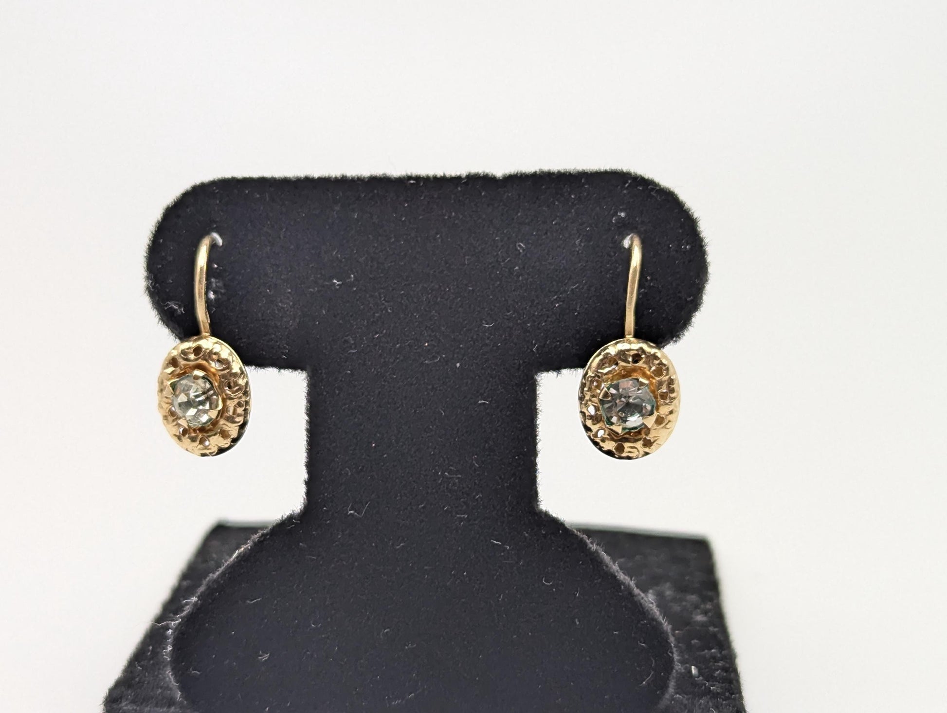 14K Gold Cubic Zirconia Drop Earrings. 14k Yellow Gold Drop Earrings.