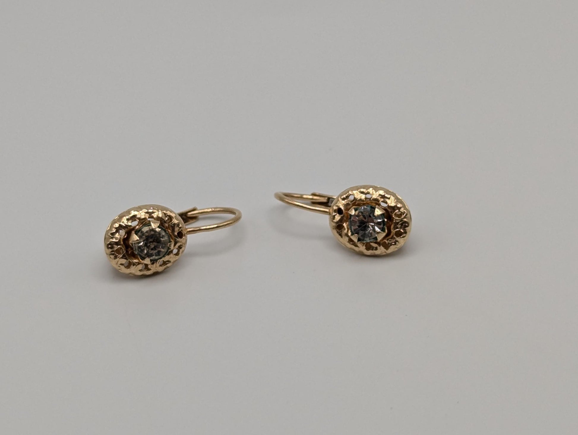 14K Gold Cubic Zirconia Drop Earrings. 14k Yellow Gold Drop Earrings.