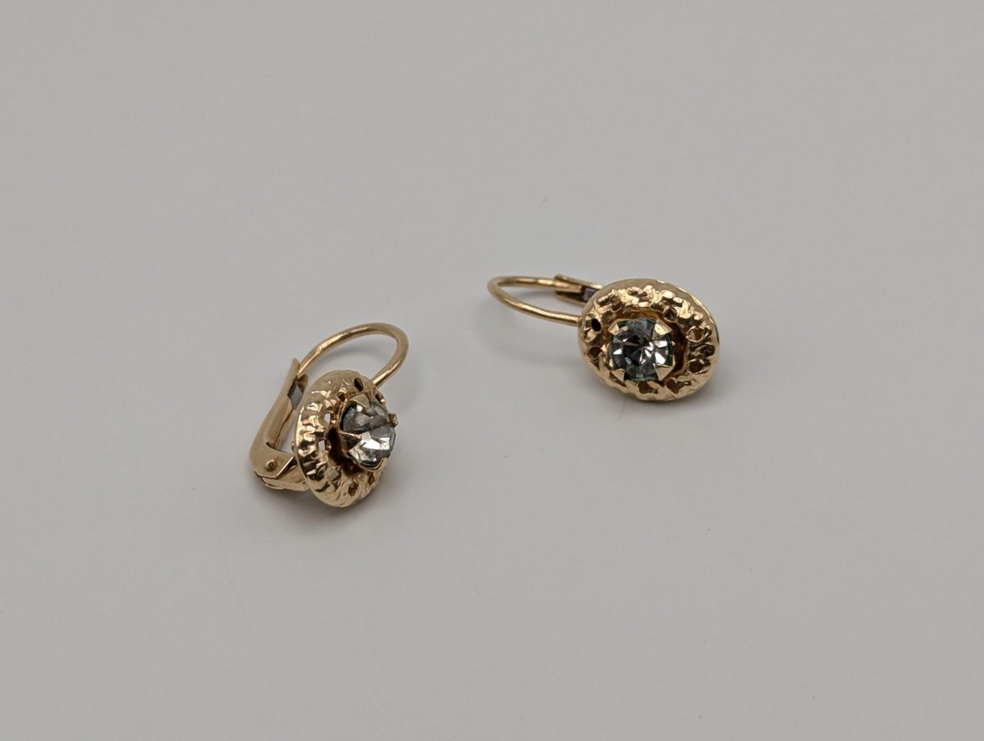 14K Gold Cubic Zirconia Drop Earrings. 14k Yellow Gold Drop Earrings.