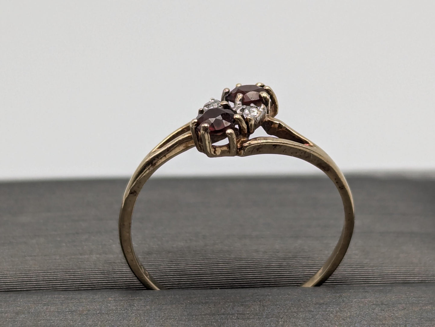 10k Yellow Gold Garnet and Diamond Ring Red Garnet 10k Gold Promise Ring.