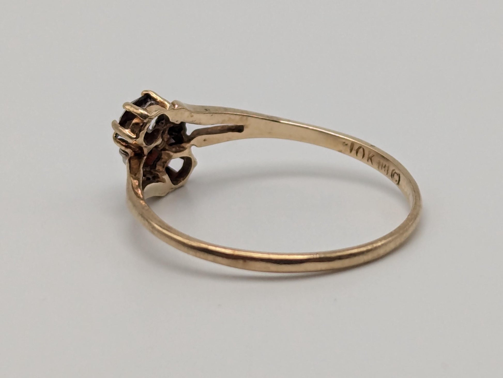 10k Yellow Gold Garnet and Diamond Ring Red Garnet 10k Gold Promise Ring.