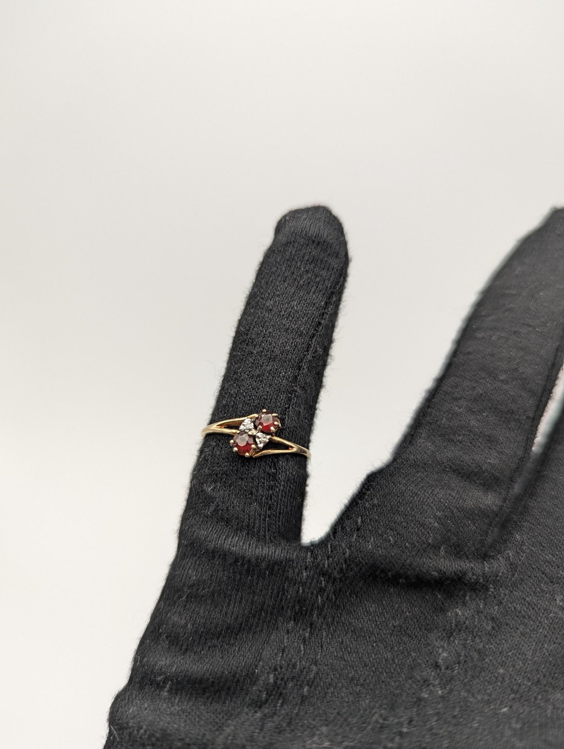 10k Yellow Gold Garnet and Diamond Ring Red Garnet 10k Gold Promise Ring.