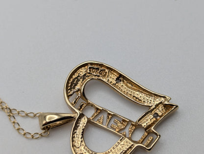 10K Two Tone Gold Diamond Heart I Love You Pendant Women's Heart Pendant Chain 18"