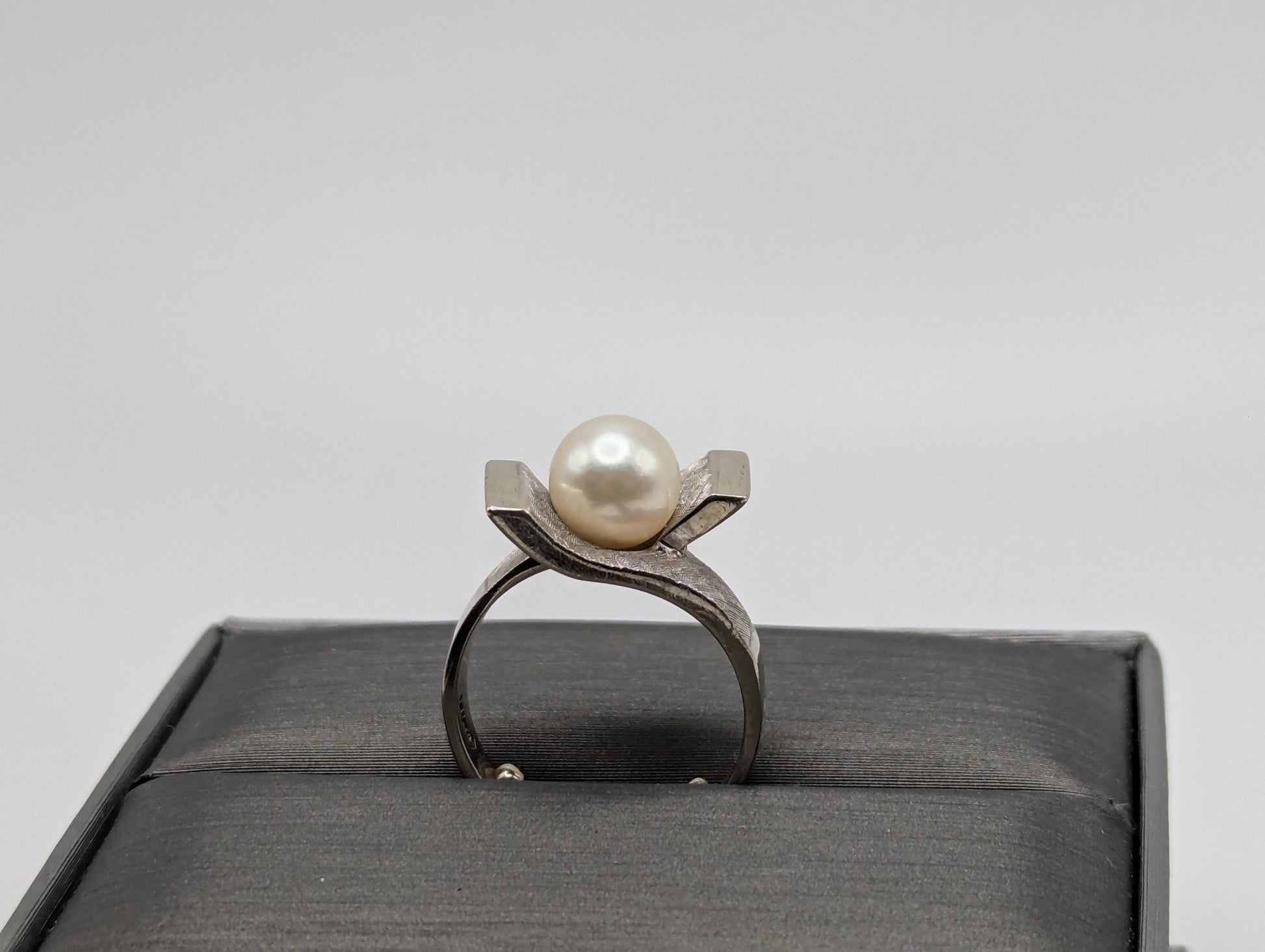 White Gold 14k Pearl Square Ring Women Pearl Ring Pearl Statement Wedding Ring