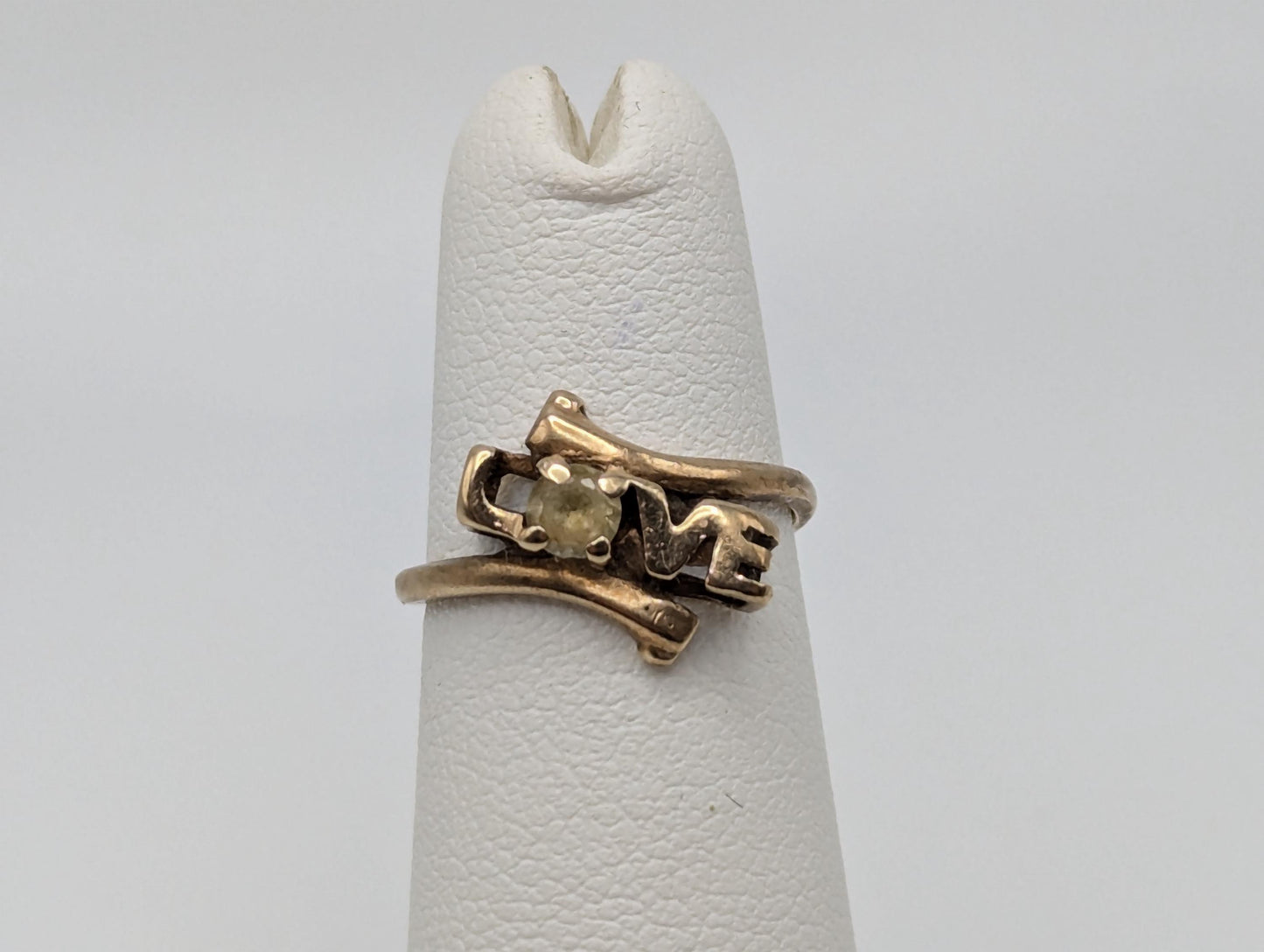 10k Yellow Gold Love Quartz Ring Promise Band Pinky Ring.