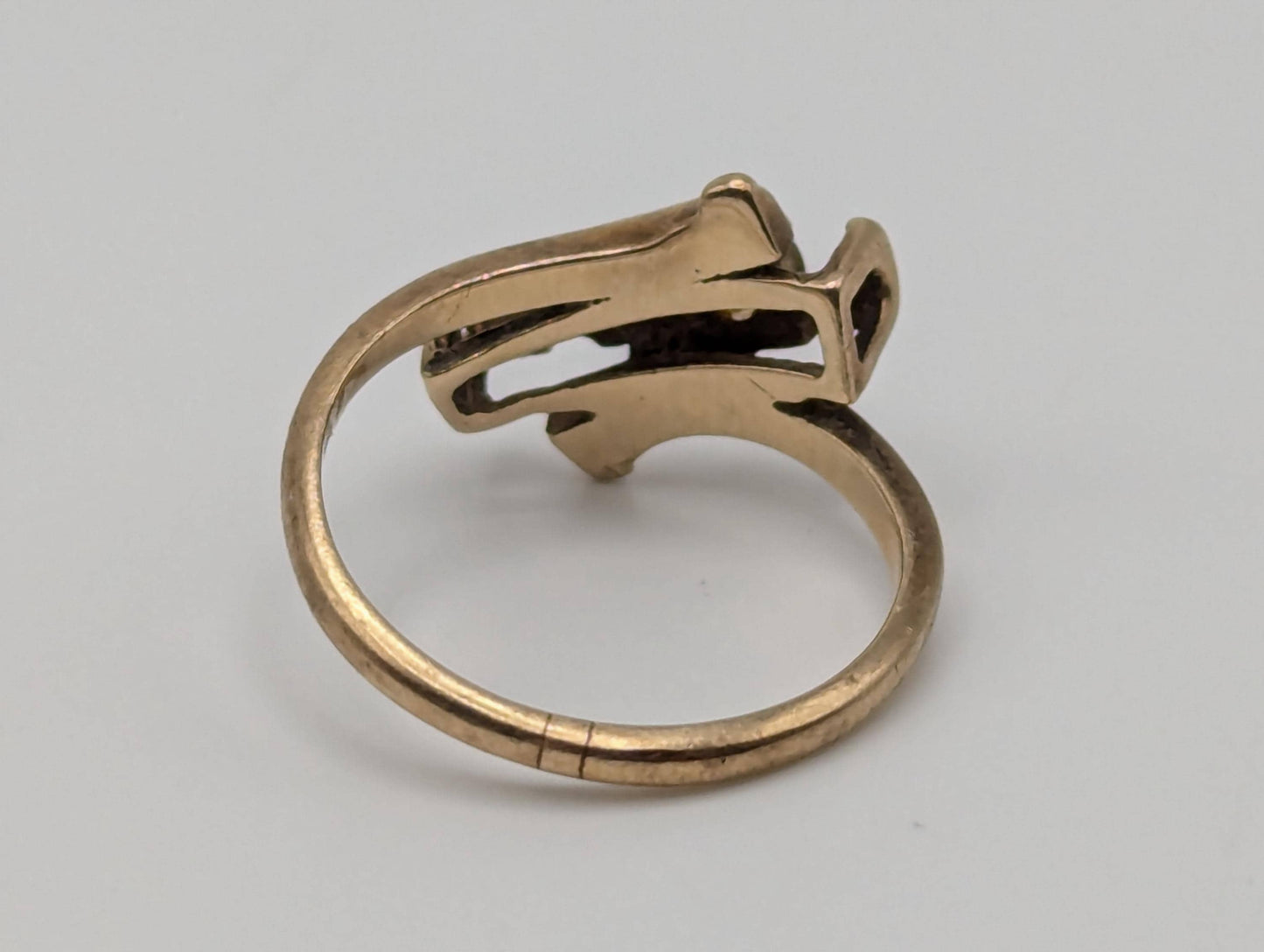 10k Yellow Gold Love Quartz Ring Promise Band Pinky Ring.