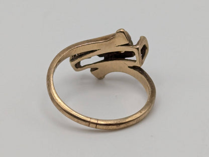 10k Yellow Gold Love Quartz Ring Promise Band Pinky Ring.
