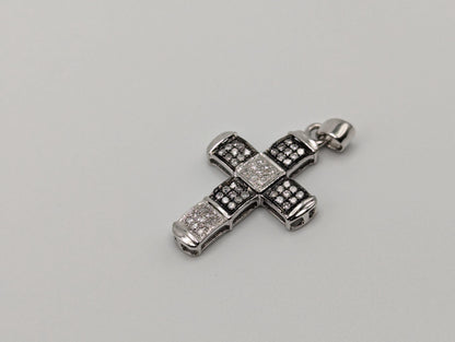 10K White Gold .27ctw Diamond Cross Pendant Crucifix Pendant Multi-Tone Gold Pendant