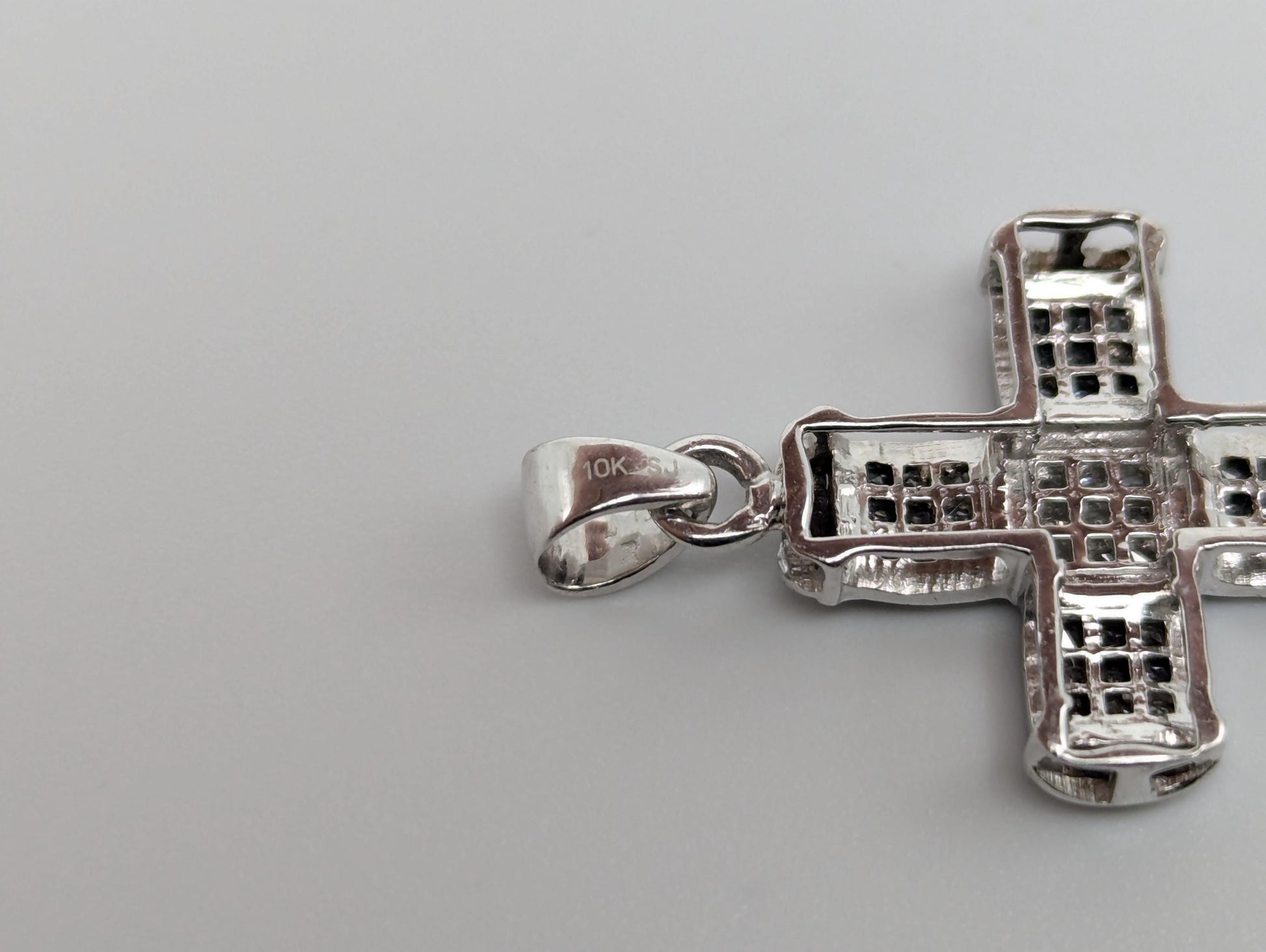 10K White Gold .27ctw Diamond Cross Pendant Crucifix Pendant Multi-Tone Gold Pendant