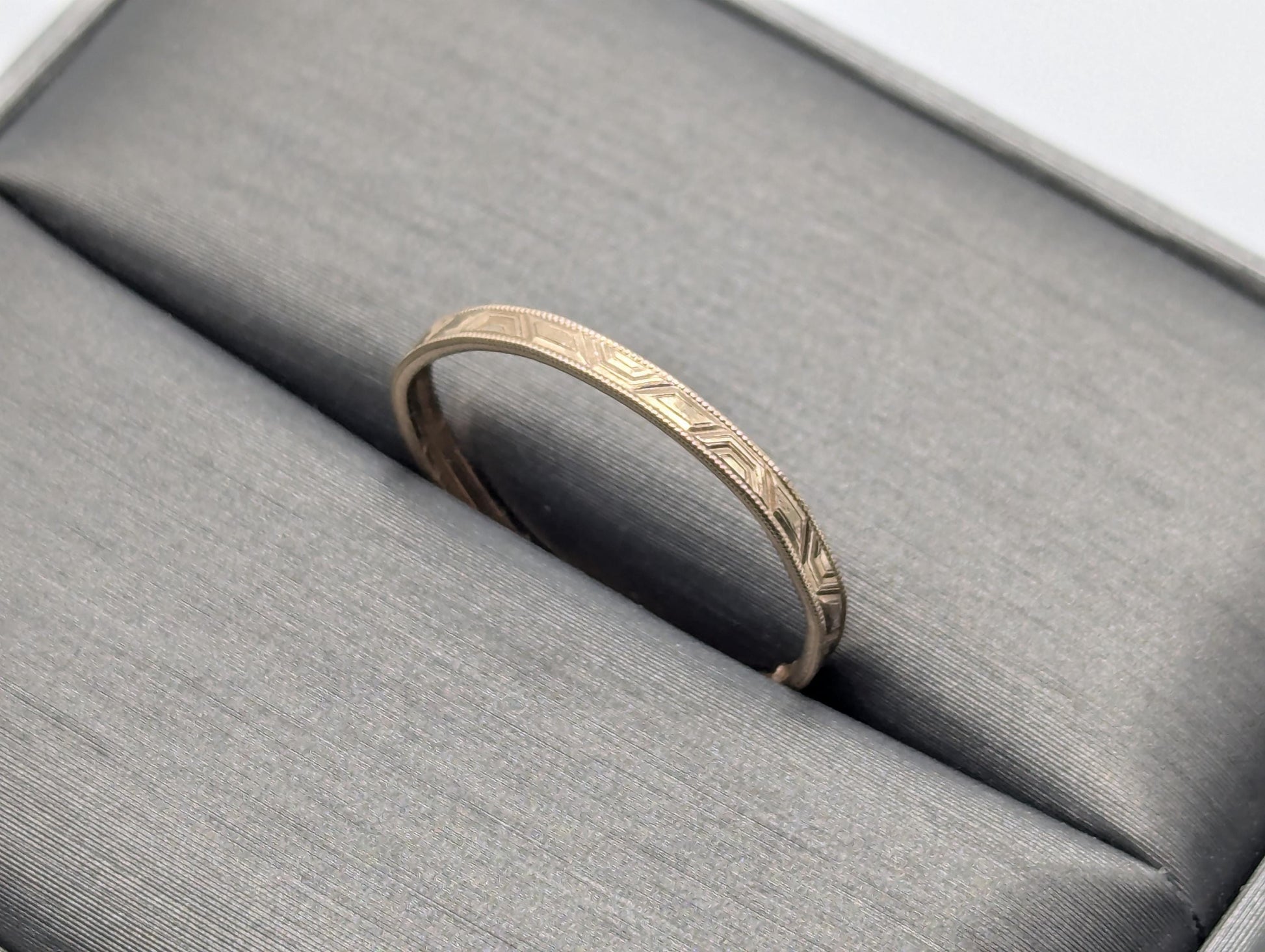 14k Yellow Gold Etched Wedding Ring Band Vintage Wedding Ring RESIZABLE