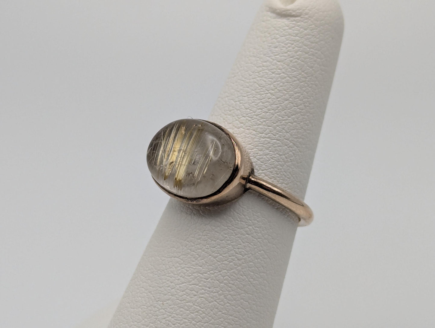 Vintage 10k Yellow Gold Rutile Quartz Ring Cabochon Rutile Quartz Ring.