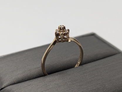 10k Yellow Gold Flower Diamond Ring Dainty Flower Promise Love Band