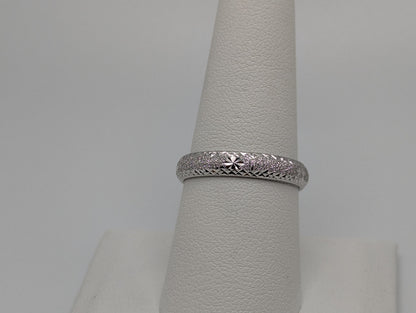14k White Gold Designer Slc Etched Wedding Ring Band Vintage Wedding Ring