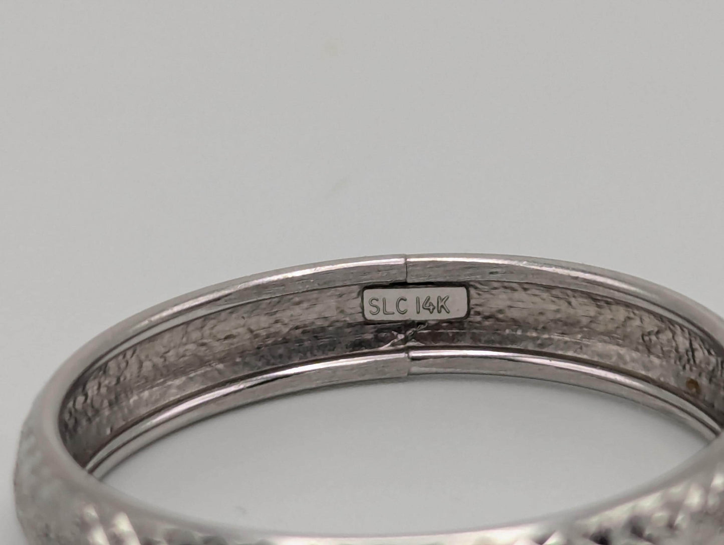 14k White Gold Designer Slc Etched Wedding Ring Band Vintage Wedding Ring