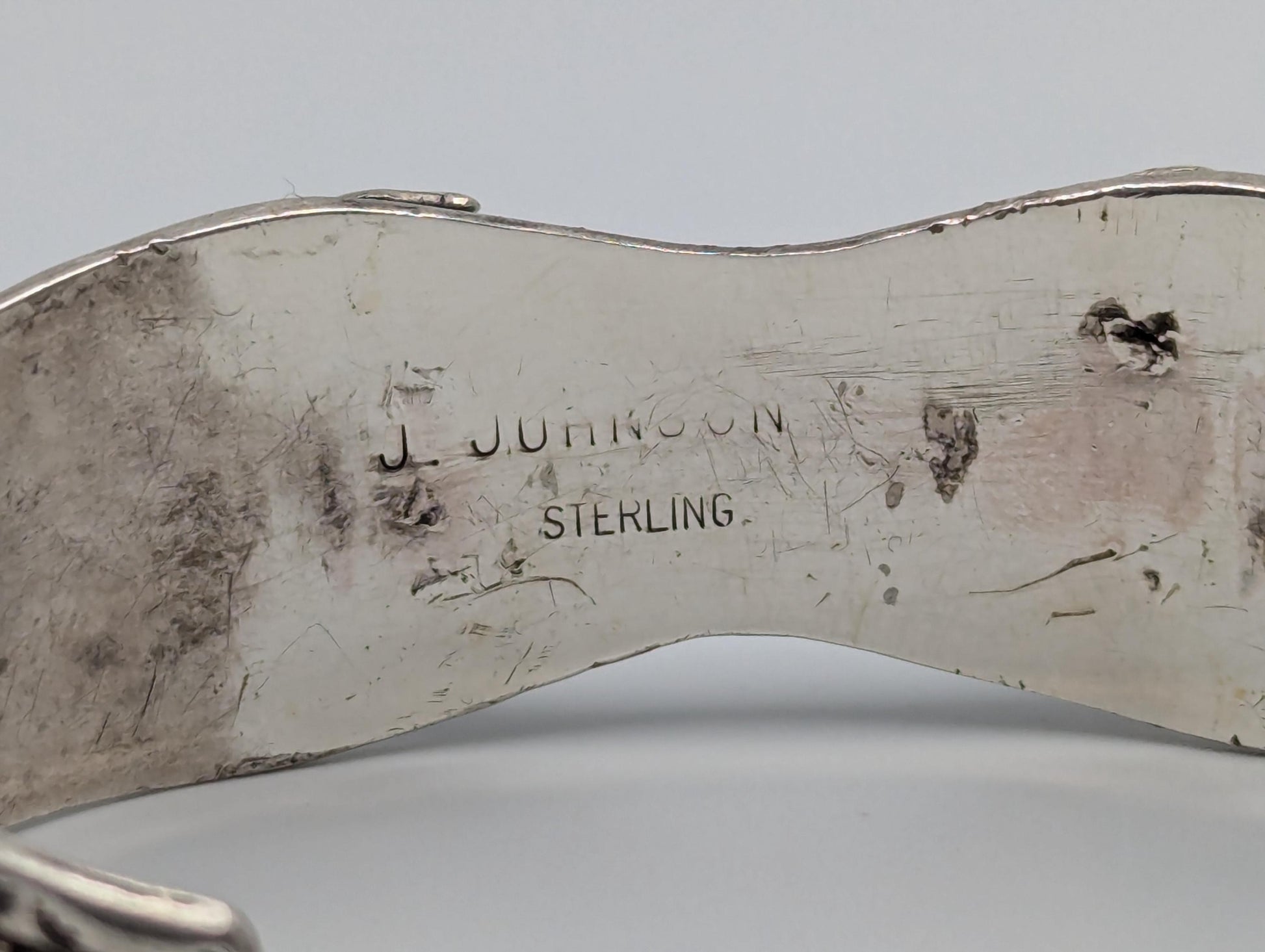 Vintage Navajo Silver J Johnson Turquoise Cuff Bracelet Sterling Silver Turquoise Bracelet