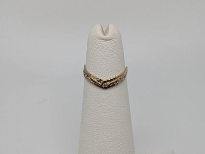 10k Yellow Gold Etched Gold Pink Ring. Toe Ring.