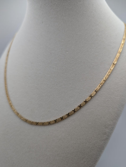 14k ITALY Solid Gold Omega Chain X Design Chain Gold Custom Necklace 20"