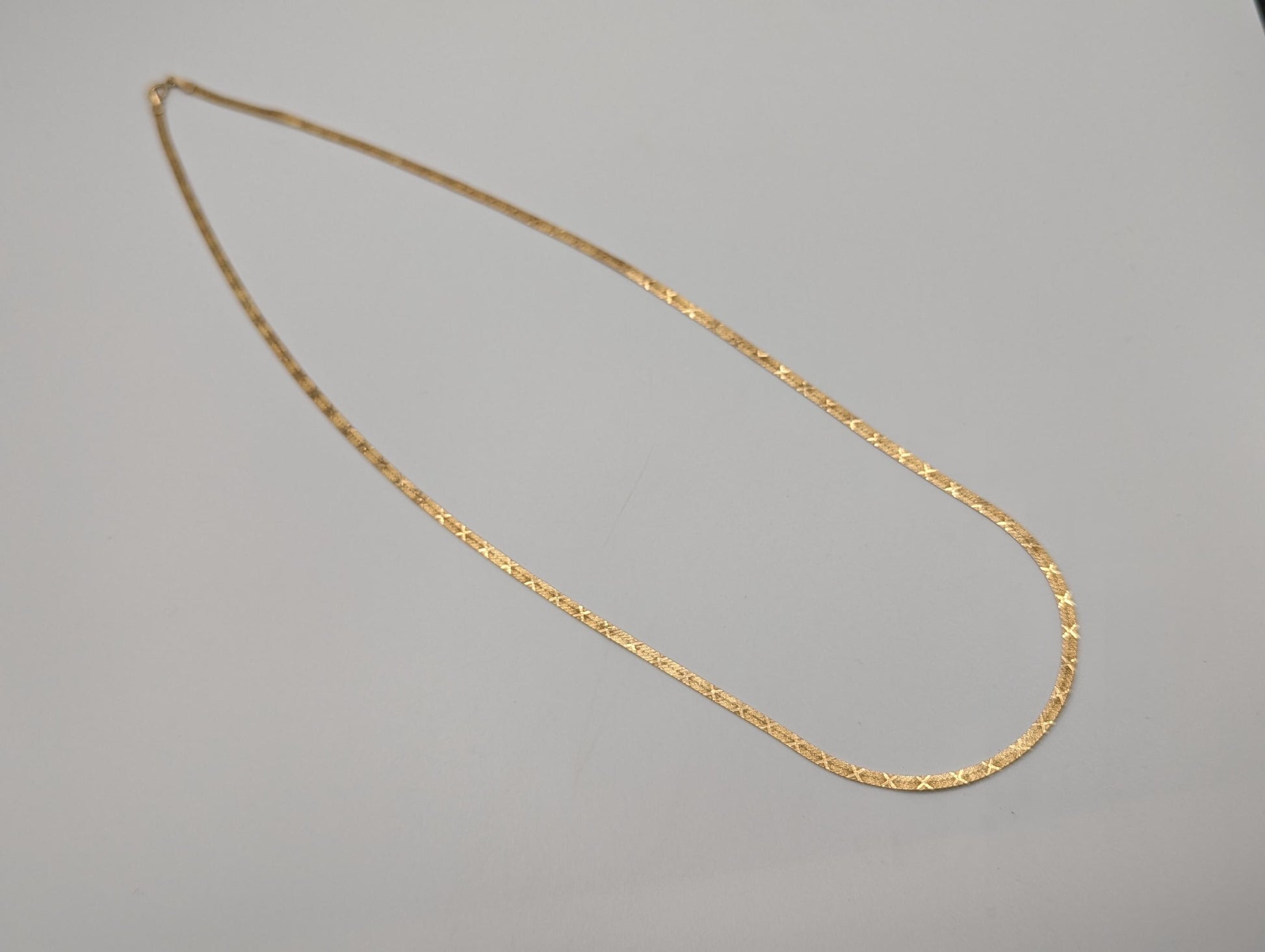 14k ITALY Solid Gold Omega Chain X Design Chain Gold Custom Necklace 20"