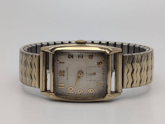 Vintage Hamiltons Men's Wristwatch 1950s 10k Gold Filled Gents 14k GF Stainless Steel Watch