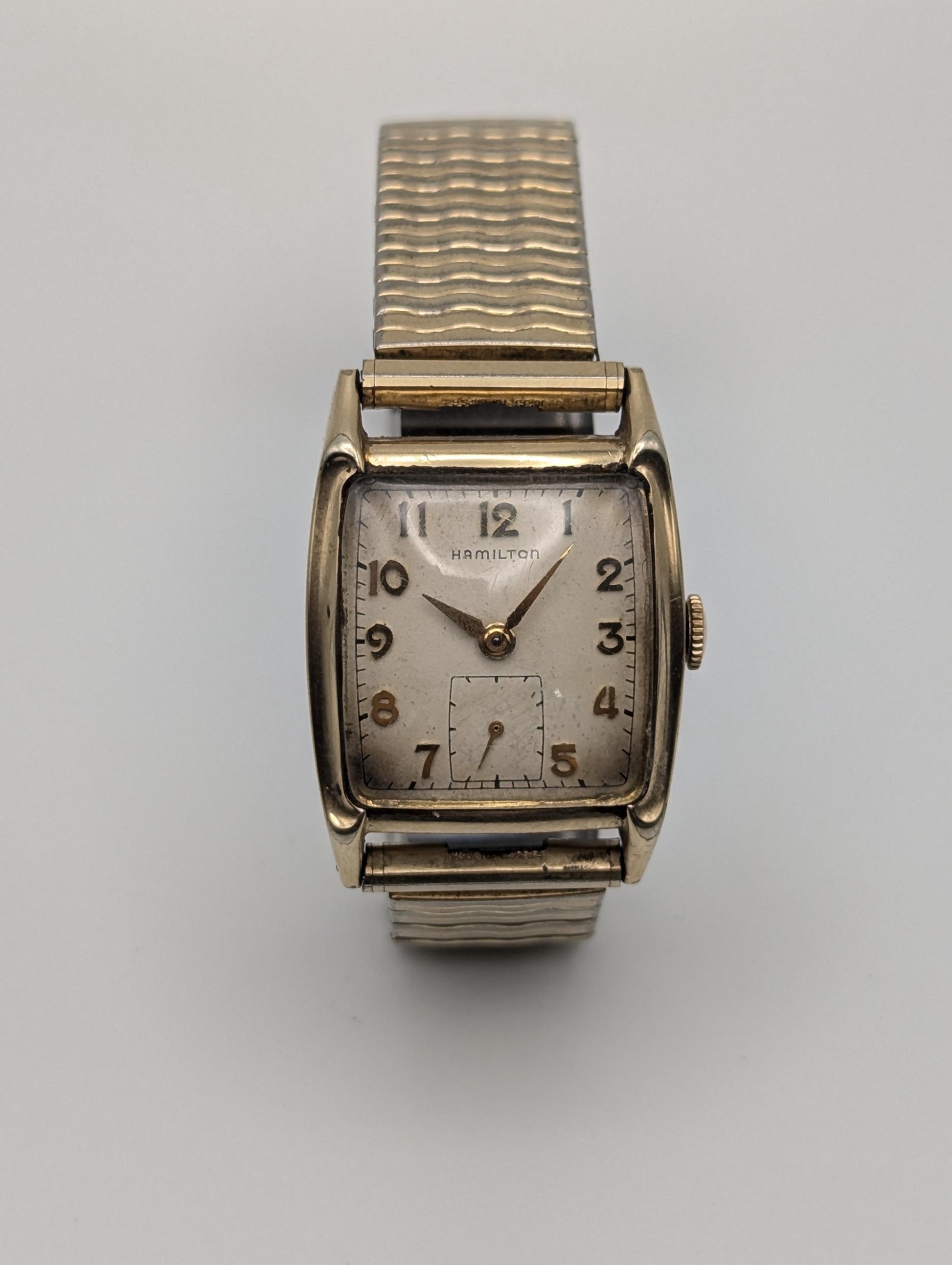 Vintage Hamiltons Men's Wristwatch 1950s 10k Gold Filled Gents 14k GF Stainless Steel Watch