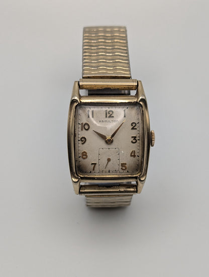 Vintage Hamiltons Men's Wristwatch 1950s 10k Gold Filled Gents 14k GF Stainless Steel Watch
