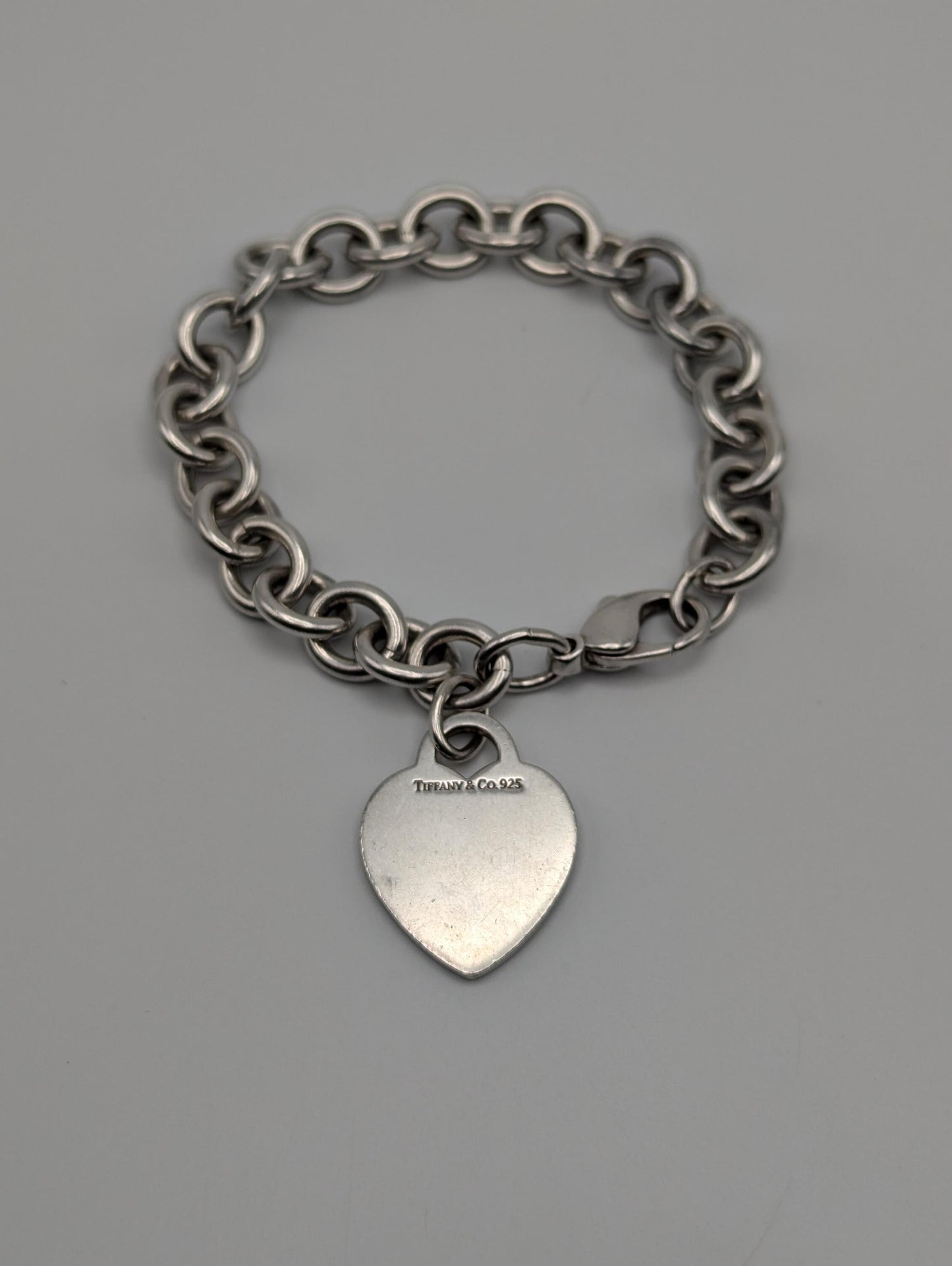 Tiffany & Co Heart Tag Chain Link Bracelet w Original Box Tiffany Co Sterling Silver Bangle