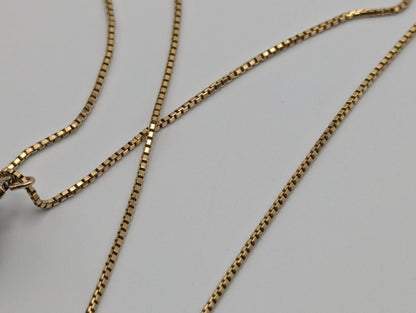 14k Yellow Gold Green Jade Aventurine Stone Necklace Pendant Box Chain 18"