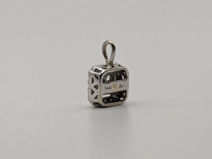 14K White Gold Diamond Square Pendant Princess Cut Diamond Pendant .3 ctw