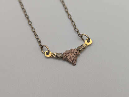 10k 12k Black Hills Rose Gold Leaf & Vine Pendant w Necklace GF Chain