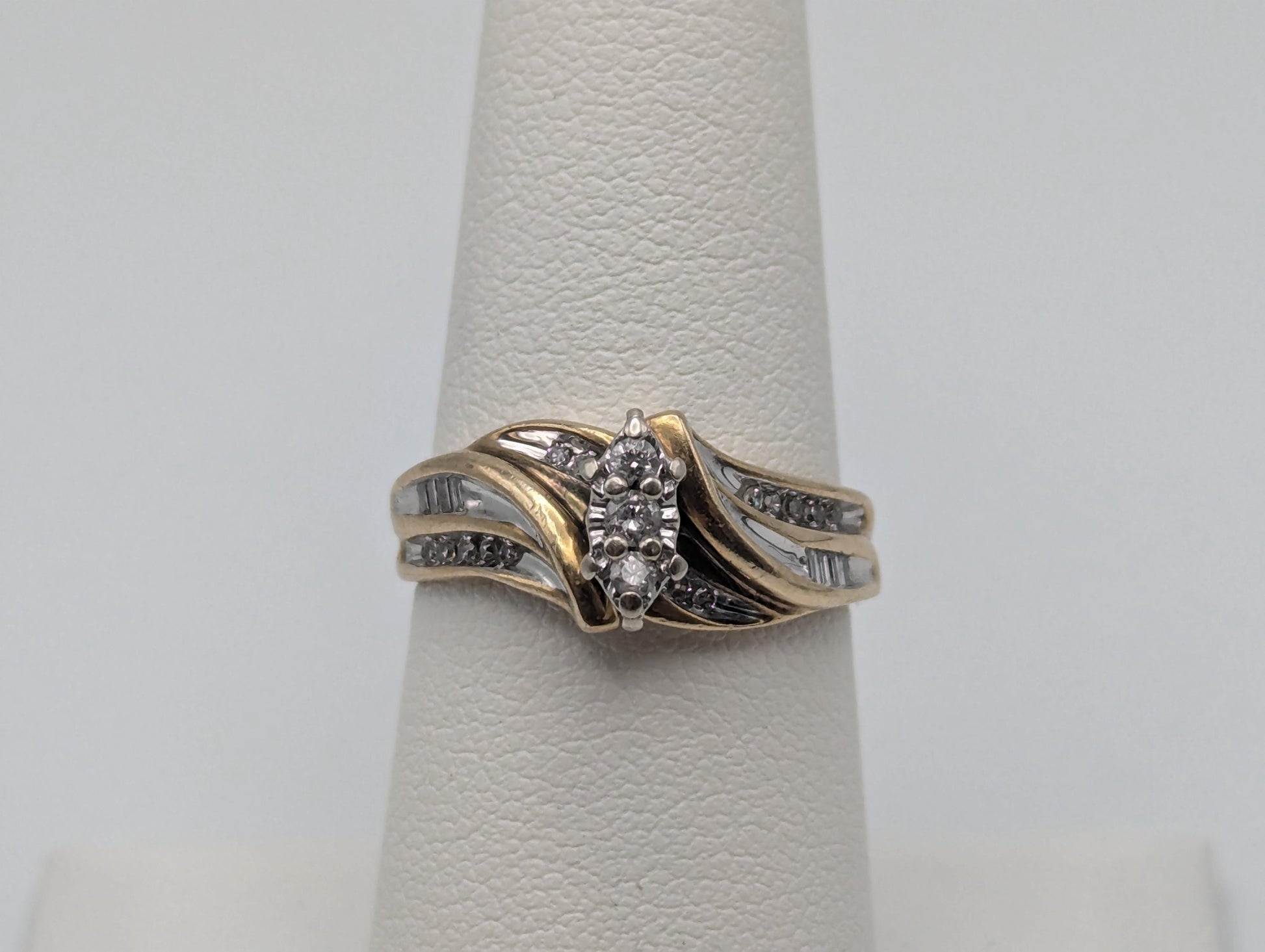 10k Yellow Gold Triple Diamond Wedding Ring Engagement Band