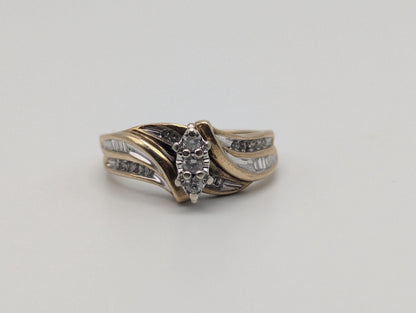 10k Yellow Gold Triple Diamond Wedding Ring Engagement Band