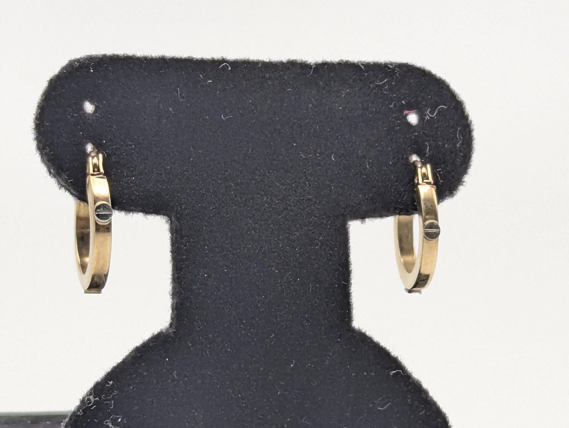 10k Yellow Gold Screw Classic Hoop Hammered Round Earrings Dainty Gold Hoops Hinged