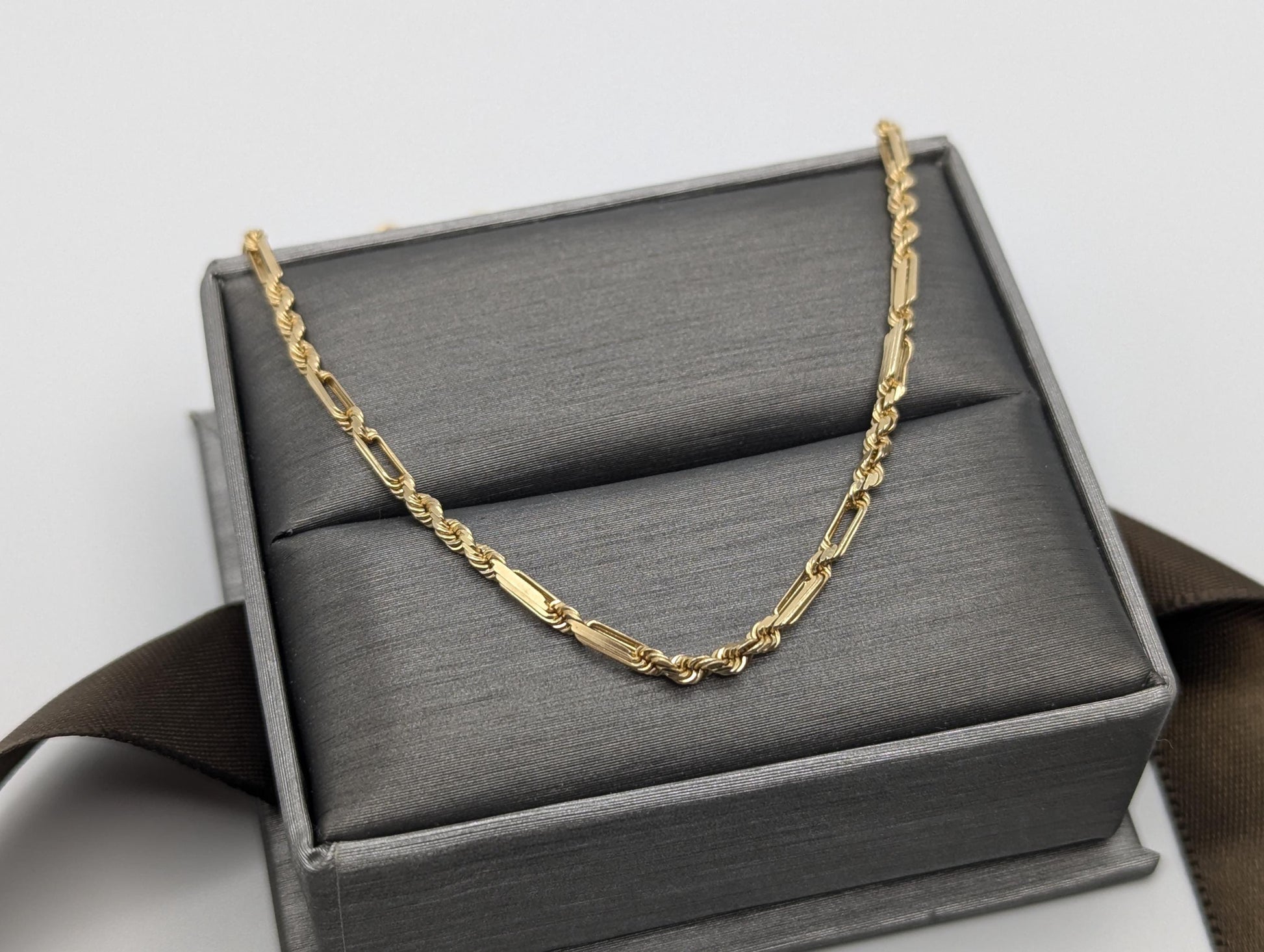 14k Yellow Gold Tube Link Necklace Rope Chain 16" Classic Gold Silk Rope Necklace