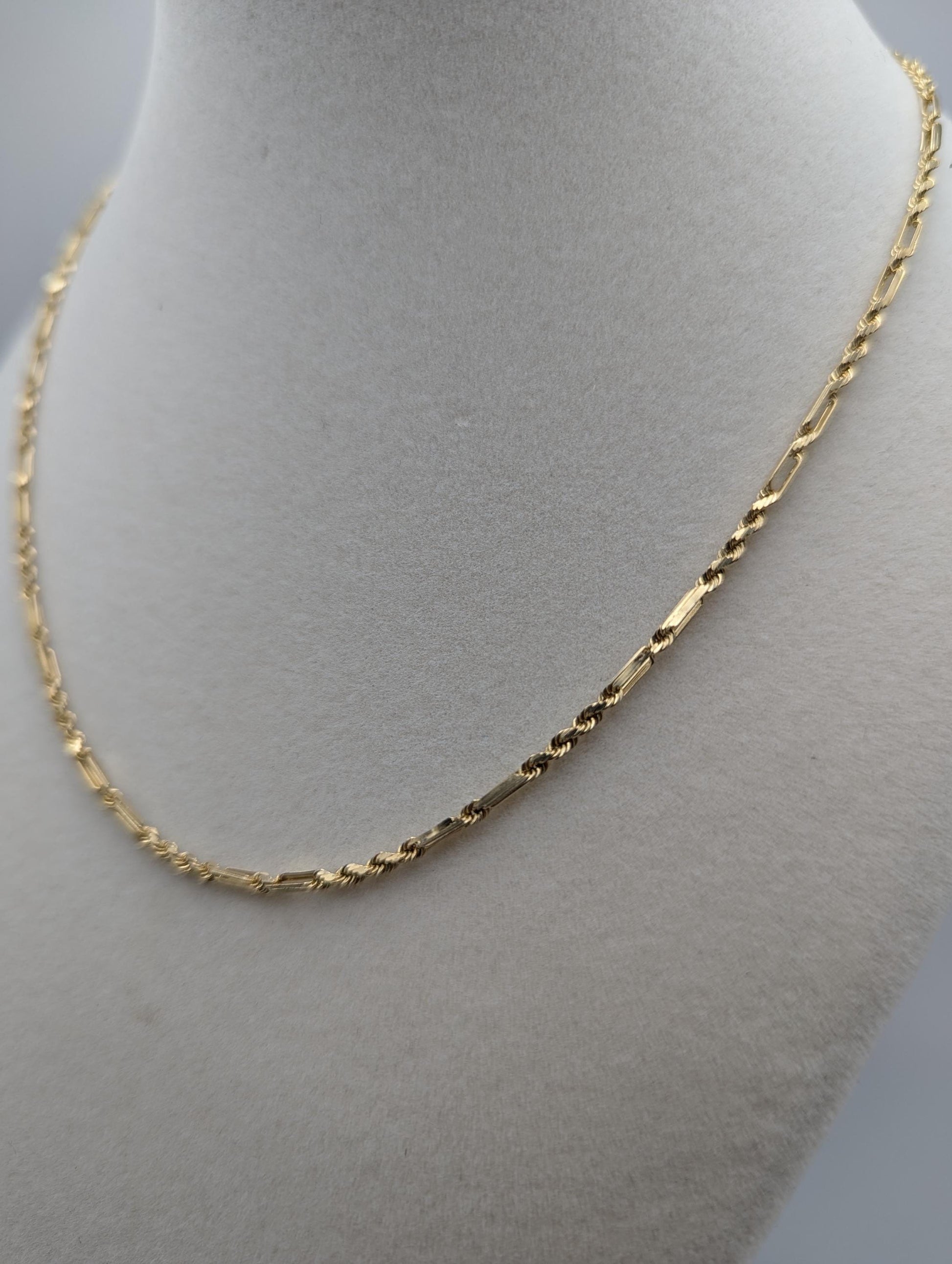 14k Yellow Gold Tube Link Necklace Rope Chain 16" Classic Gold Silk Rope Necklace