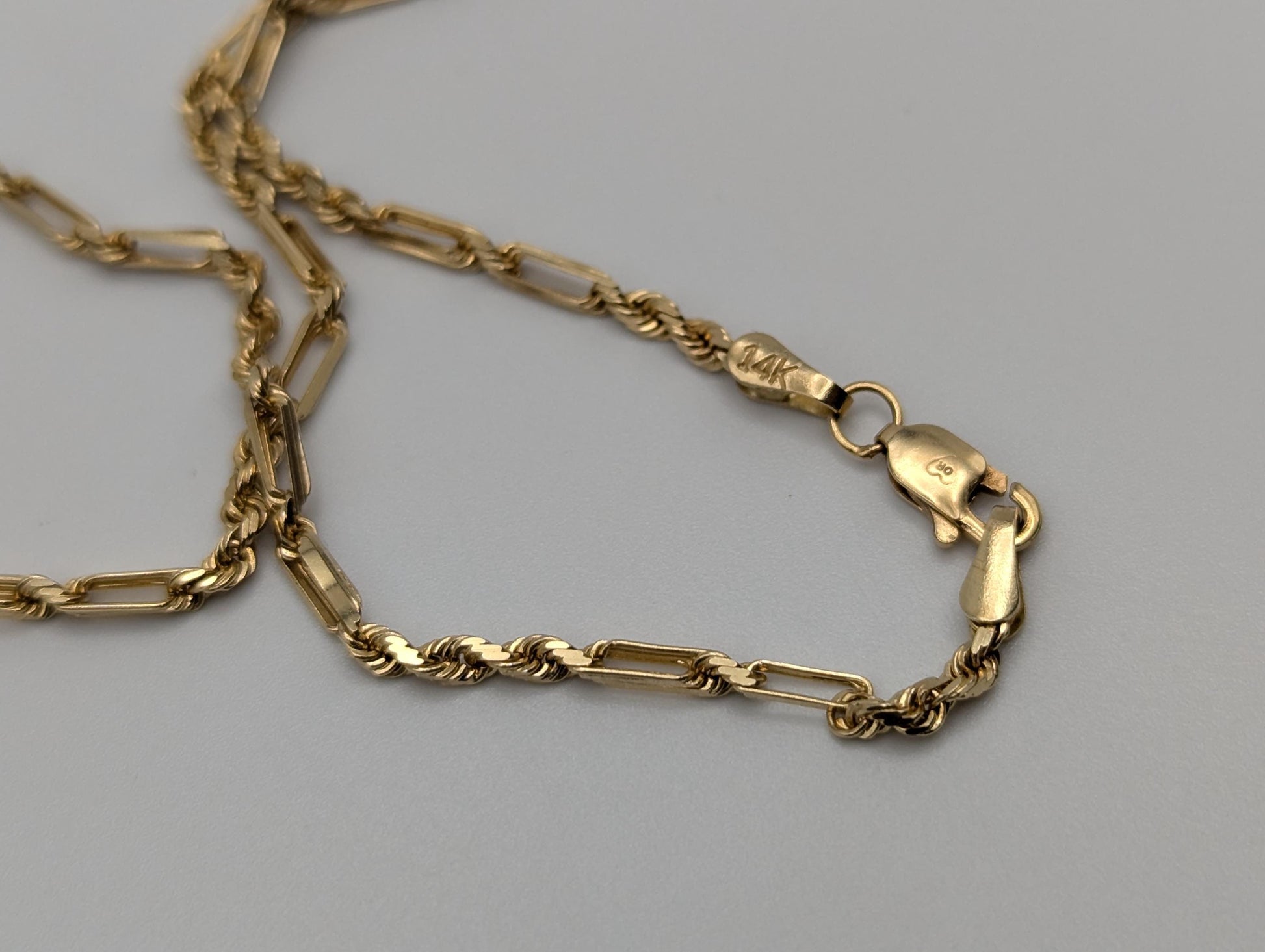 14k Yellow Gold Tube Link Necklace Rope Chain 16" Classic Gold Silk Rope Necklace