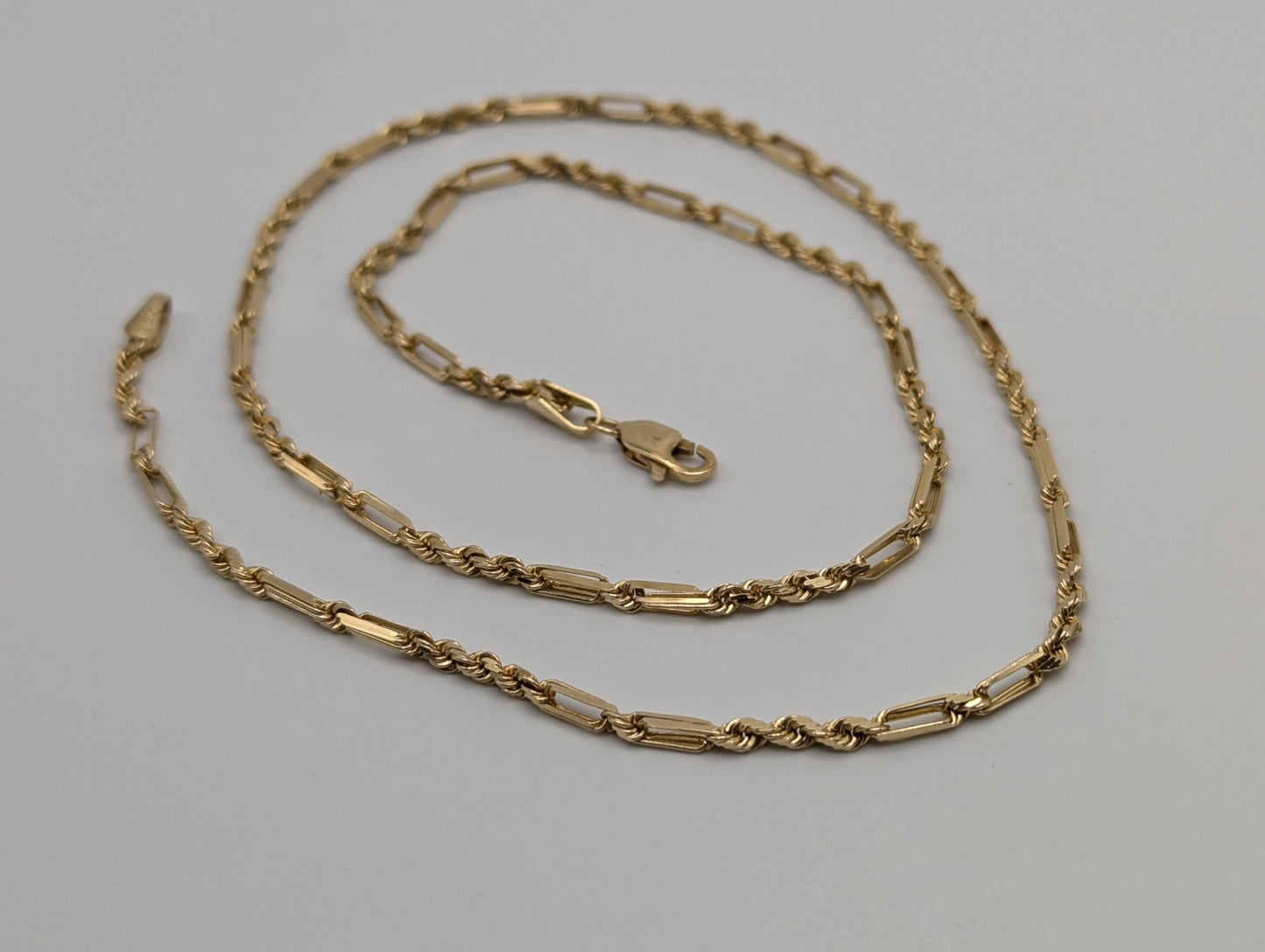 14k Yellow Gold Tube Link Necklace Rope Chain 16" Classic Gold Silk Rope Necklace