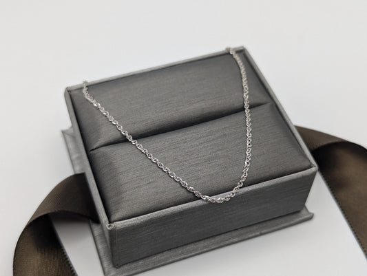 14k White Gold ITALY Classic Rope Chain. Classic Gold Silk Rope Necklace