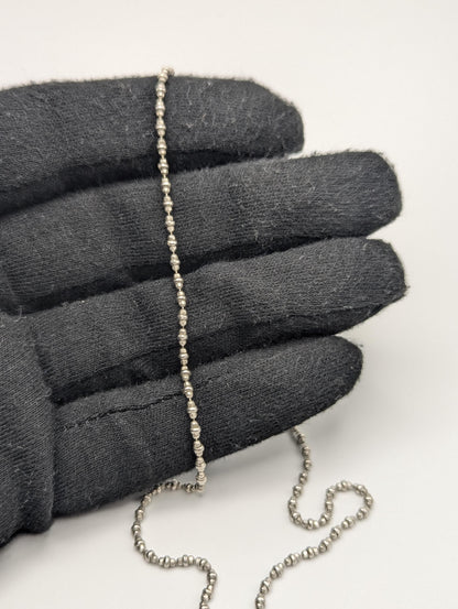 14k White Gold Special ITALY Beaded Chain. Diamond Cut Chain 18"