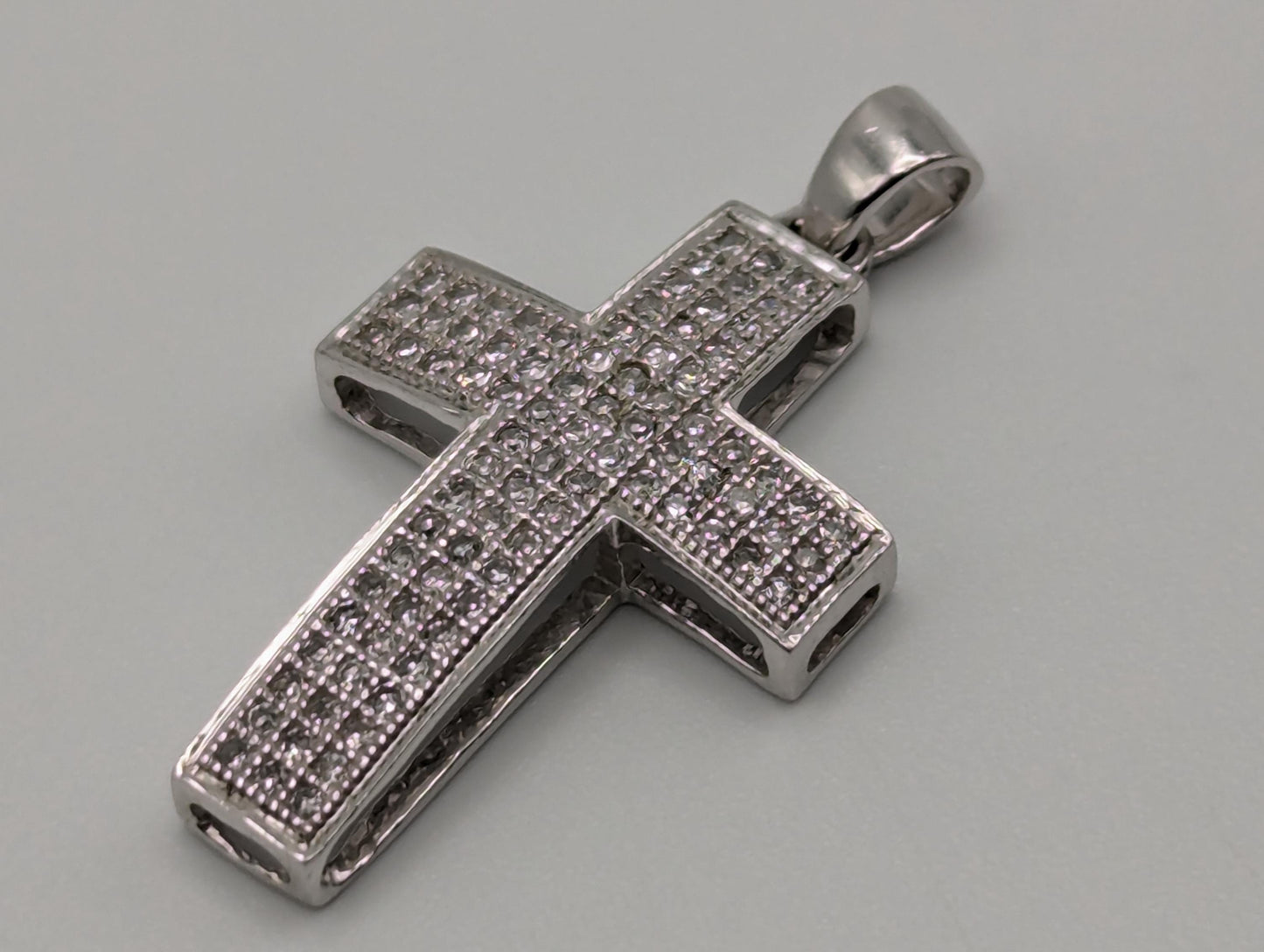 10K White Gold .52ctw Diamond Cross Pendant Crucifix Pendant