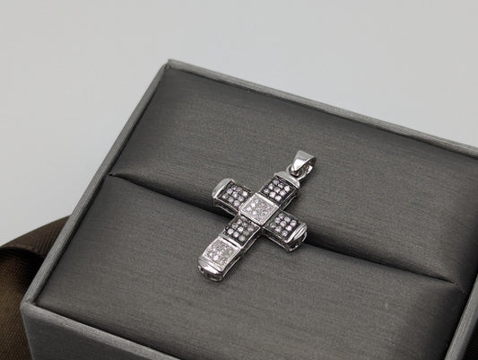 10K White Gold .27ctw Diamond Cross Pendant Crucifix Pendant Multi-Tone Gold Pendant