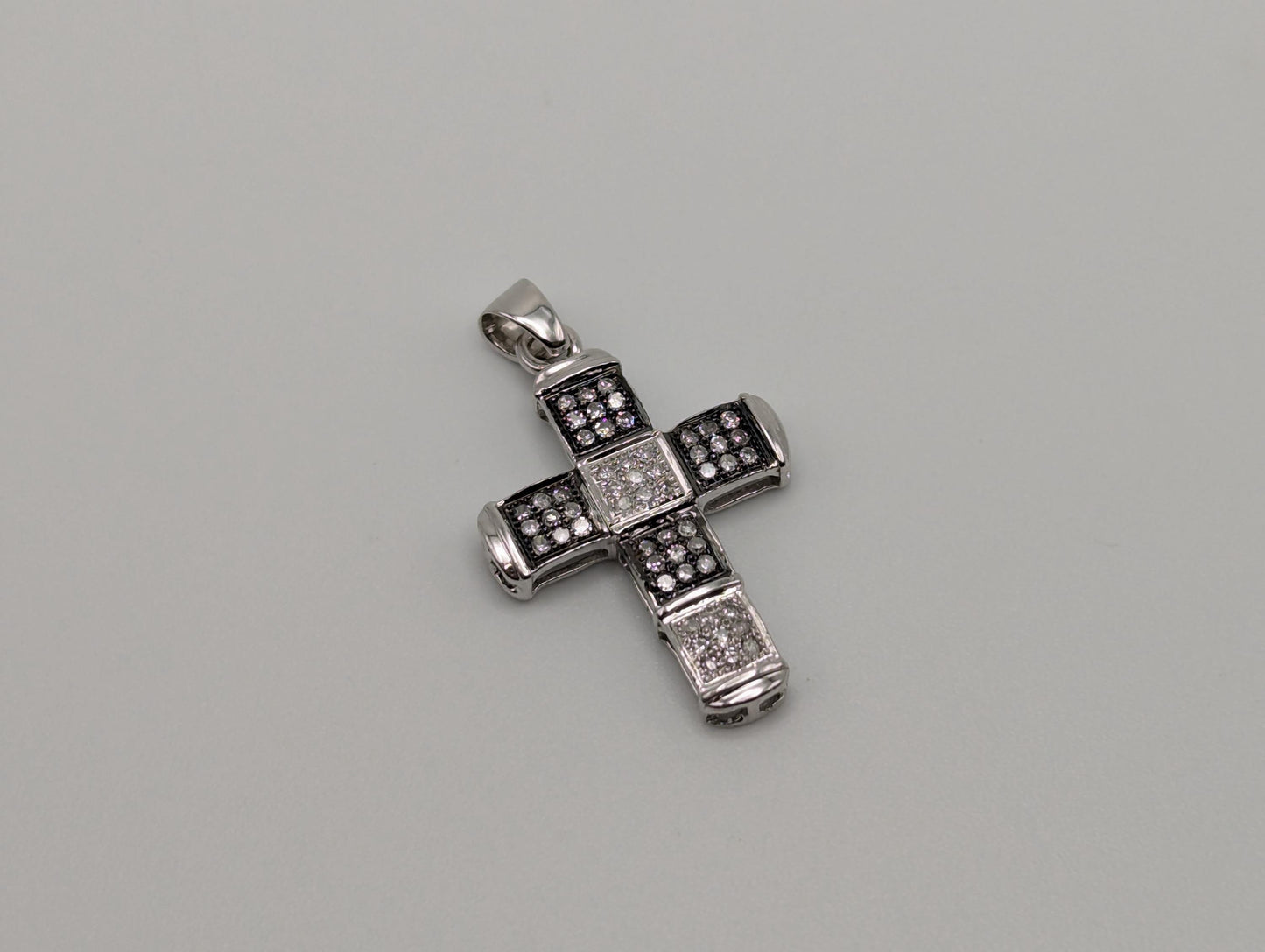 10K White Gold .27ctw Diamond Cross Pendant Crucifix Pendant Multi-Tone Gold Pendant