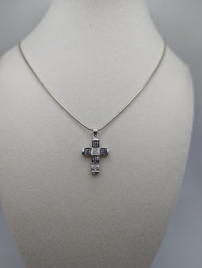 10K White Gold .27ctw Diamond Cross Pendant Crucifix Pendant Multi-Tone Gold Pendant