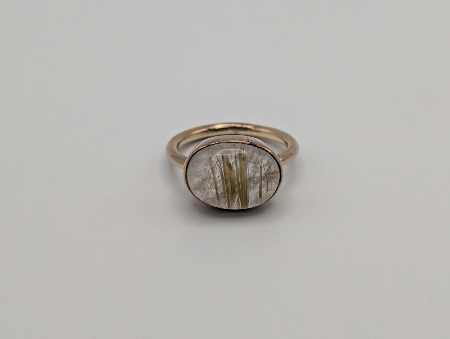 Vintage 10k Yellow Gold Rutile Quartz Ring Cabochon Rutile Quartz Ring.