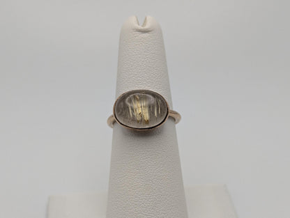 Vintage 10k Yellow Gold Rutile Quartz Ring Cabochon Rutile Quartz Ring.